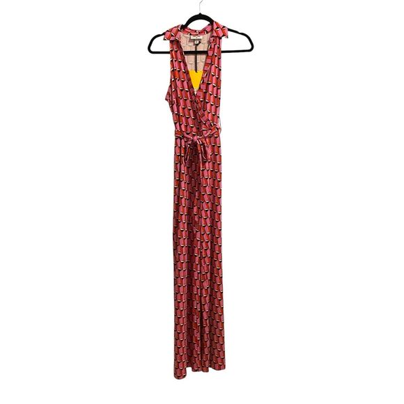 Diane Von Furstenberg DVF Target Sleeveless Pink Modern Geo Jumpsuit Sz S NWT - Picture 1 of 12